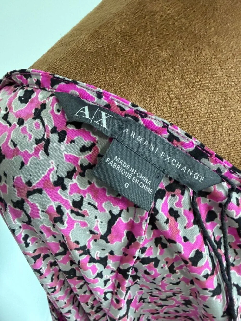 Armani Exchange Sleeveless Round Neck Faux Wrap Abstract Dress Women's Size 0